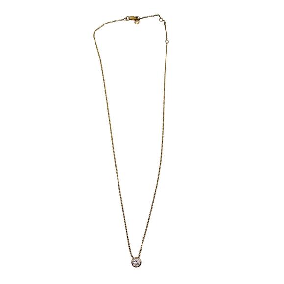 925 Cubic Zirconia Pendant Gold Necklace - Picture 3 of 4